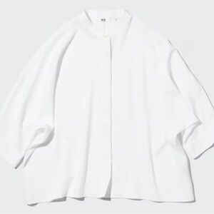 UNIQLO Rayon Dolman 3/4-Sleeve Blouse - White - XS